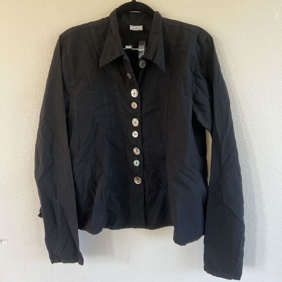 GERTIES Cotton Tencel Button Blouse Women’s Small Lagenlook - Picture 1 of 7